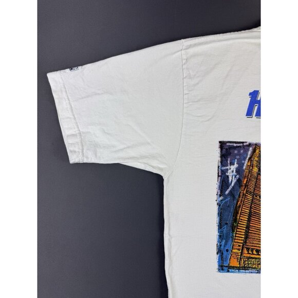 Rare Vintage 90s Hard Rock Cafe Port Of Rock Art Guitar White XL Shirt Music Tee - Picture 4 of 13